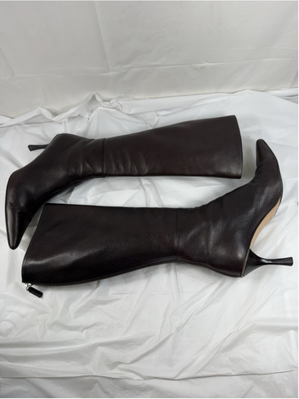 GUCCI dark brown pebbled leather KNEE HIGH pointy toe Boots size 8 B Italy - Picture 6 of 15